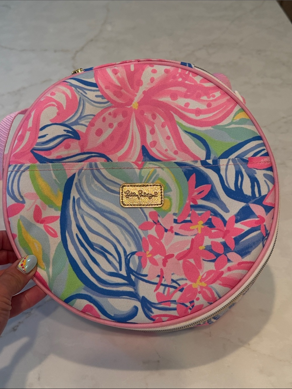 Lilly Pulitzer Round Floral cooler/lunch box - Pink Blue Green